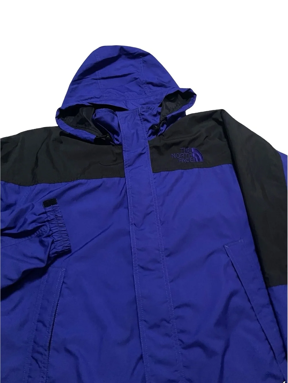 Vintage 90s The North Face Rain Jacket Mens Size L Blue Full Zip Hooded Stow